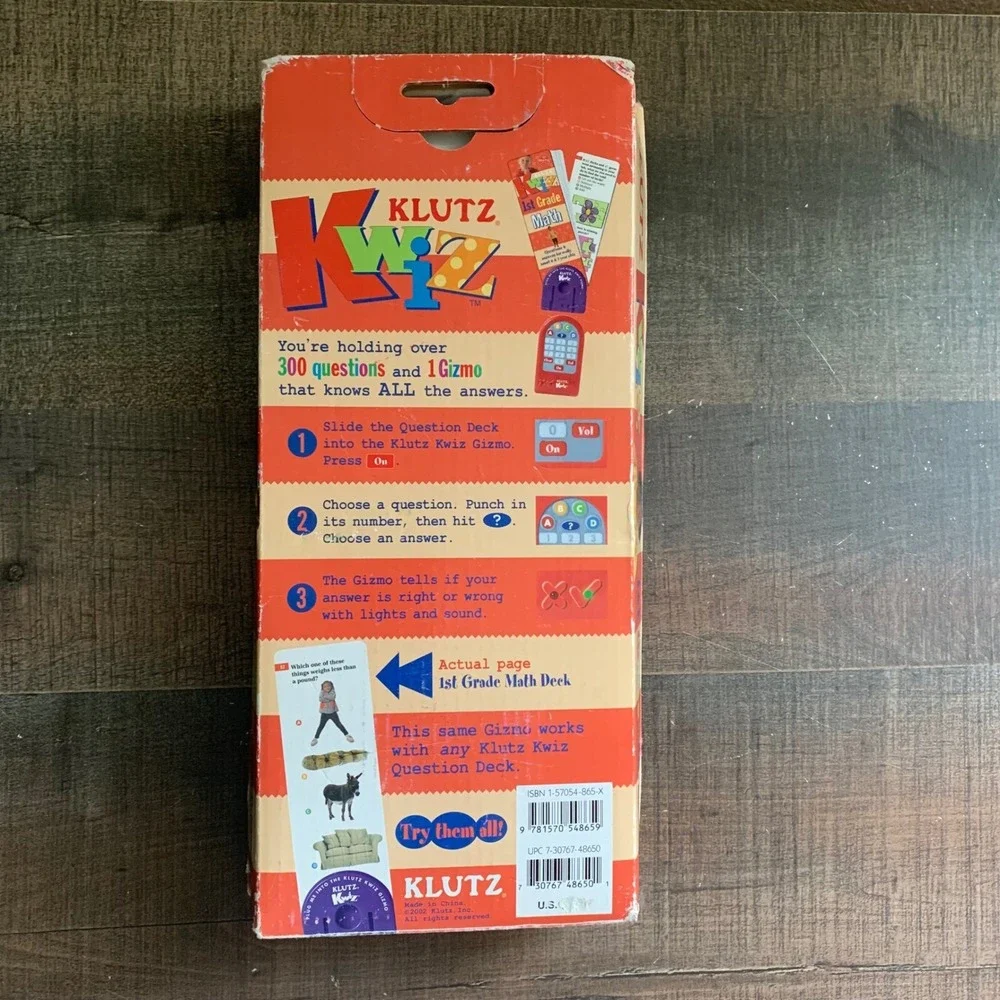 Klutz Kwiz‎ 1st Grade Math Quiz Deck Gizmo 2002 Sealed Educational Toy Set